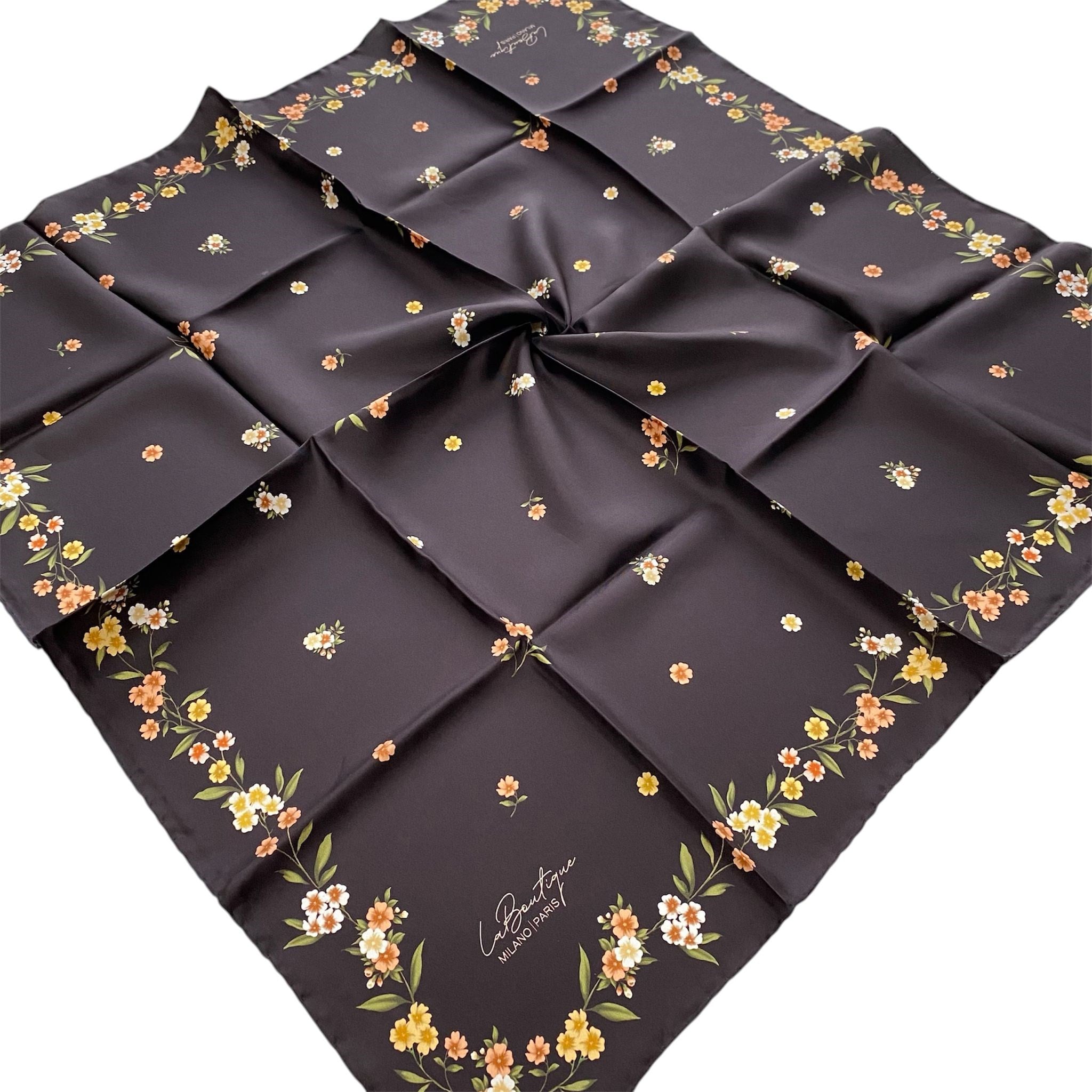 La Boutique Az Hatalı Tivil Saf İpek Eşarp 54322 Mürdüm Çiçek Desen