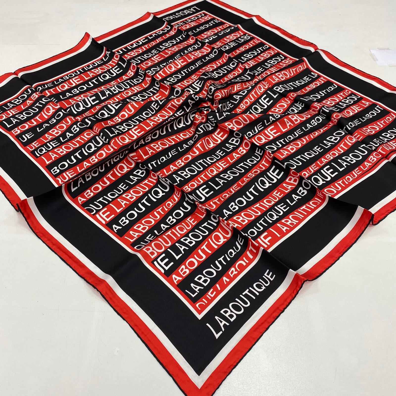 La Boutique Defective Red-Black Twill Silk Scarf 1631-03