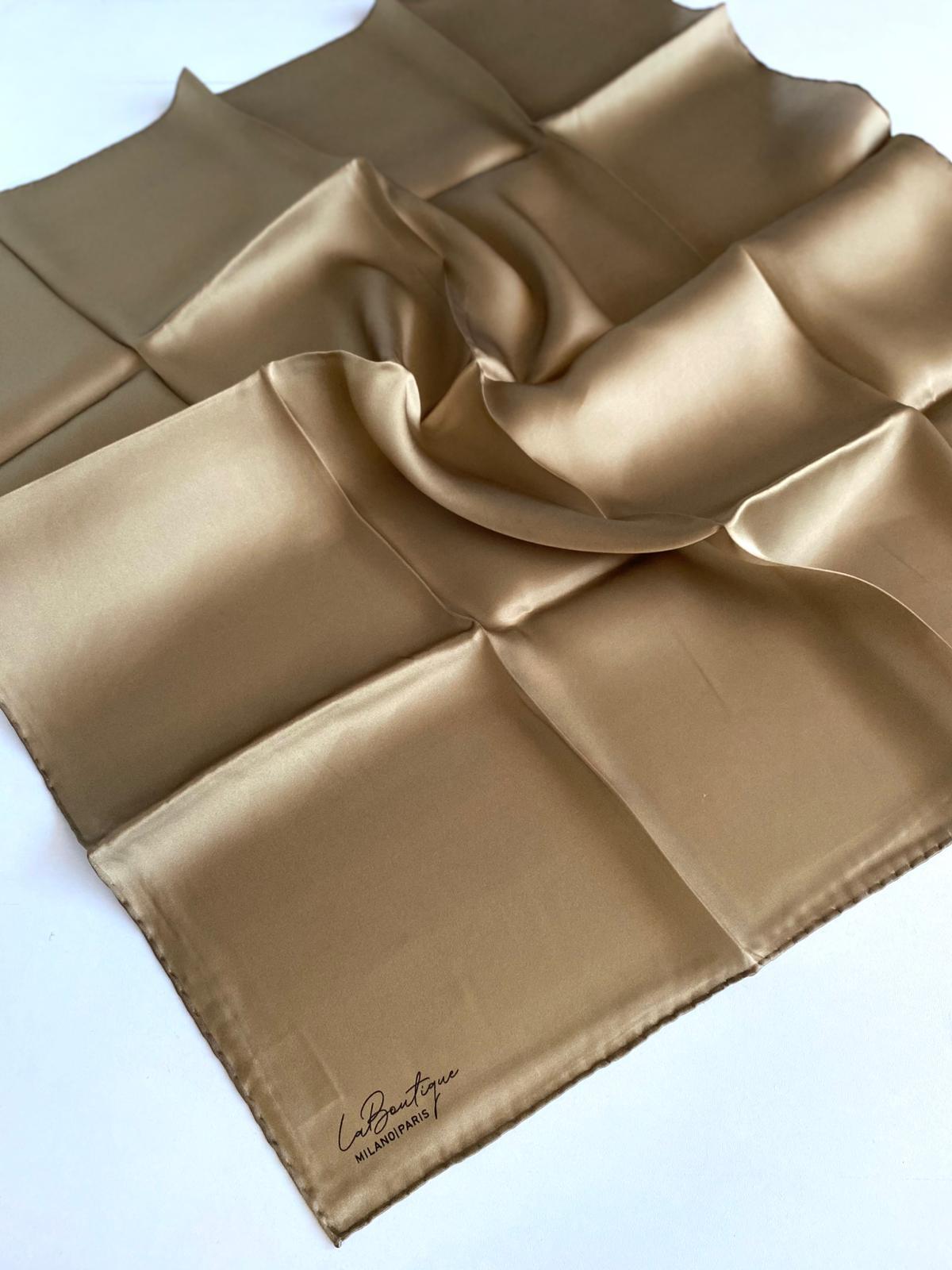 La Boutique Defolu Sura İpek Eşarp 48859 Gold Düz Renk
