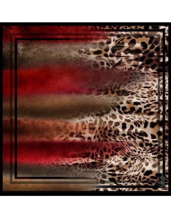 La Boutique Güz Eşarp 1146 01 Kırmızı Vizon Leopar Desen