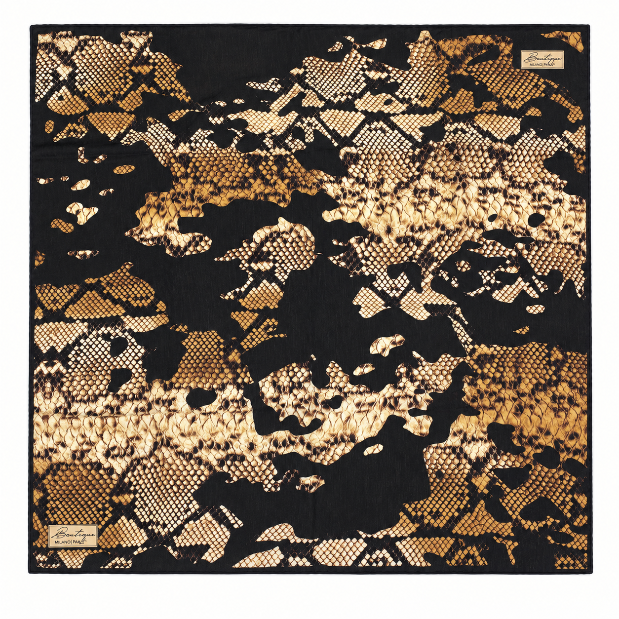 La Boutique Güz Eşarp 1360 12A Siyah Gold Soyut Desen