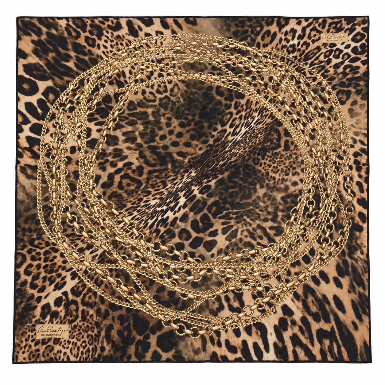 La Boutique Güz Eşarp 2495 02 Siyah Kahverengi Leopar Desen