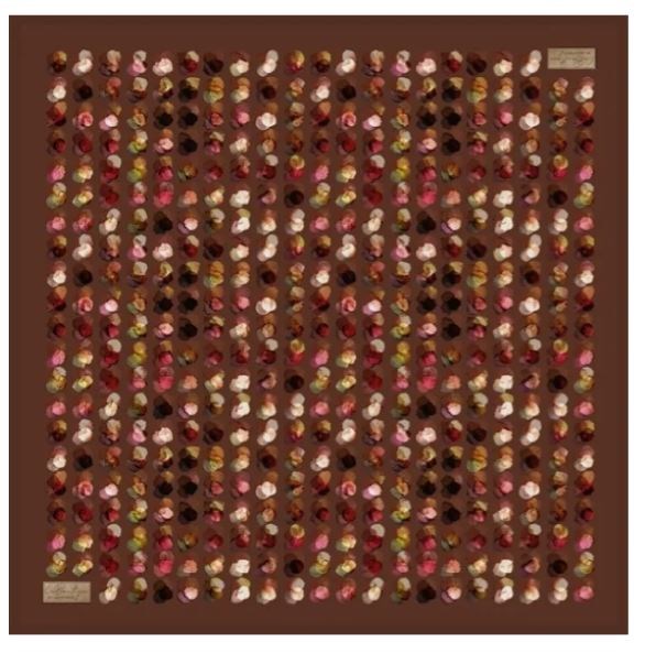 La Boutique Güz Eşarp 2841 04 Kızıl Kahve Geometrik Desen