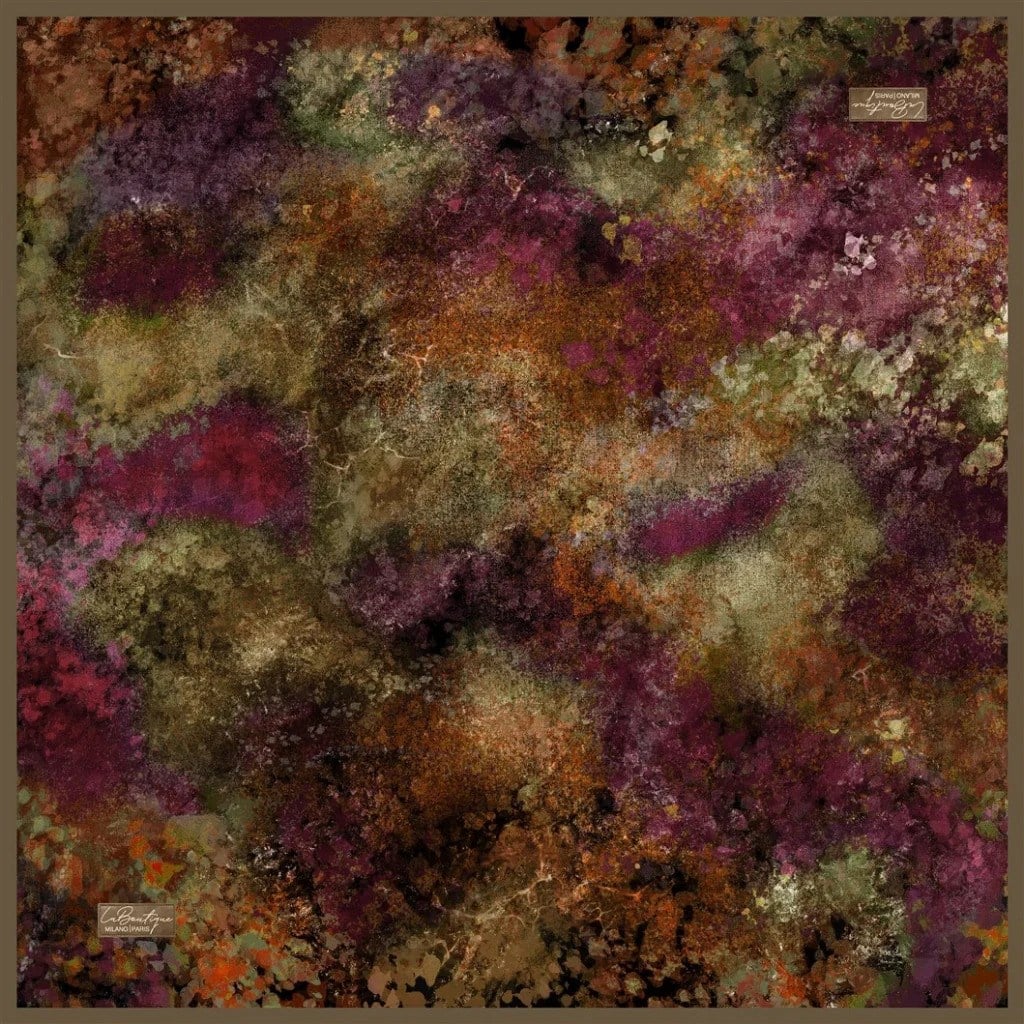 La Boutique Saf Sura İpek 2828 05 Fuşya - Haki Batik  Desen