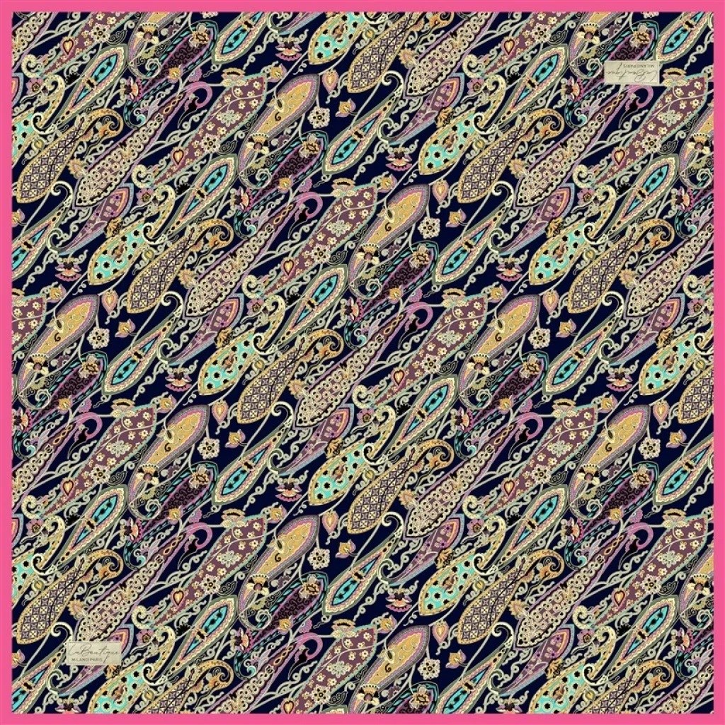 La Boutique Sura İpek Eşarp Pembe Etnik Desen 2545 - 05