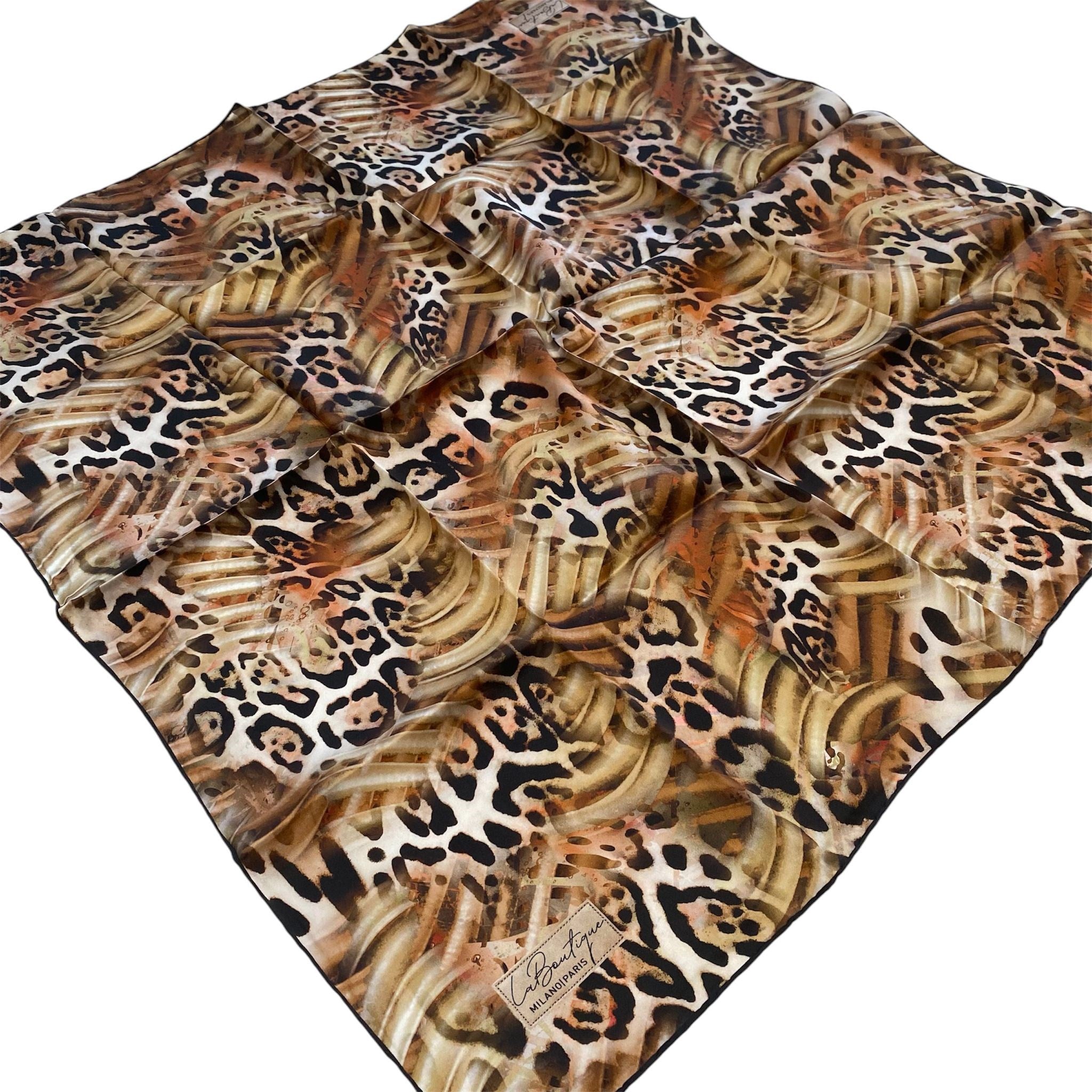 La Boutique Sura İpek Eşarp Taba Leopar Desen 2561 - 04