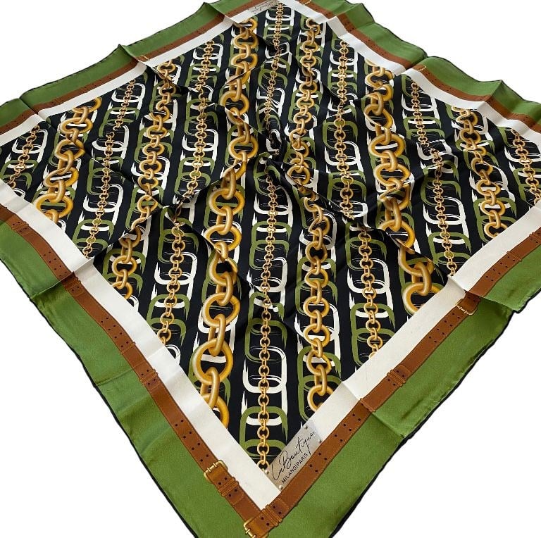 La Boutique Sura İpek Eşarp Yeşil Zincir Desen 1919 - 03