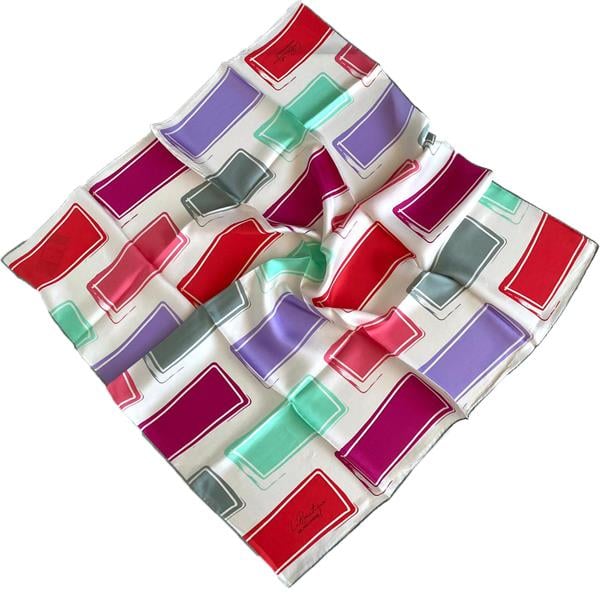 La Boutique Twill Silk Scarf 1833-03-35547 Cream Mixed Pattern