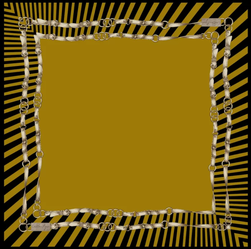 La Boutique Tivil İpek Eşarp 2132 - 09 Siyah - Sarı Karışık Desen