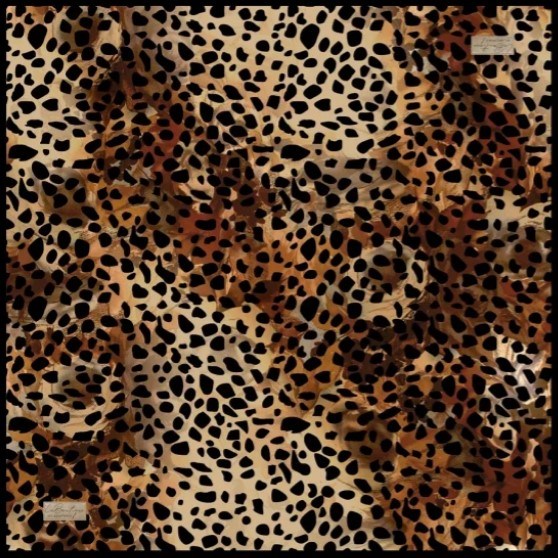 La Boutique Tivil Saf İpek Eşarp 2465 02 Kahve Siyah Leopar Desen