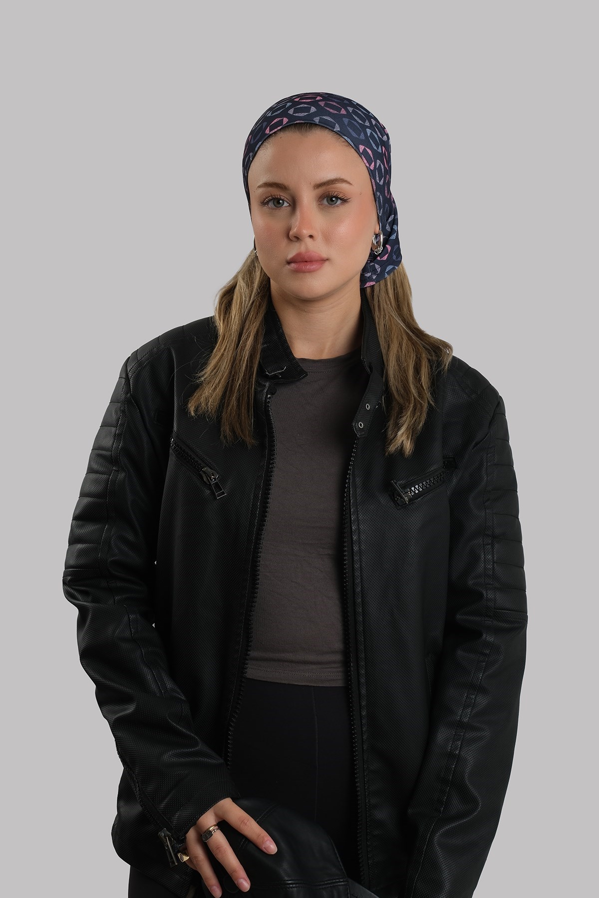 Lacivert Pratik Hazır Geçmeli Buff Bandana Sandy Geometrik Desenli Boru Bone 2416_02