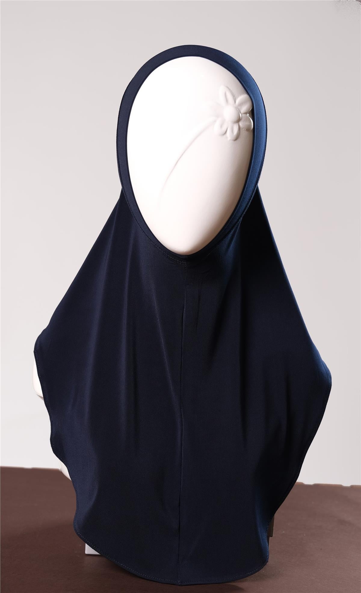 Lacivert Pratik Hazır Geçmeli Genç Tesettür Bone Sandy Kumaş Düz Hijab 2312_02