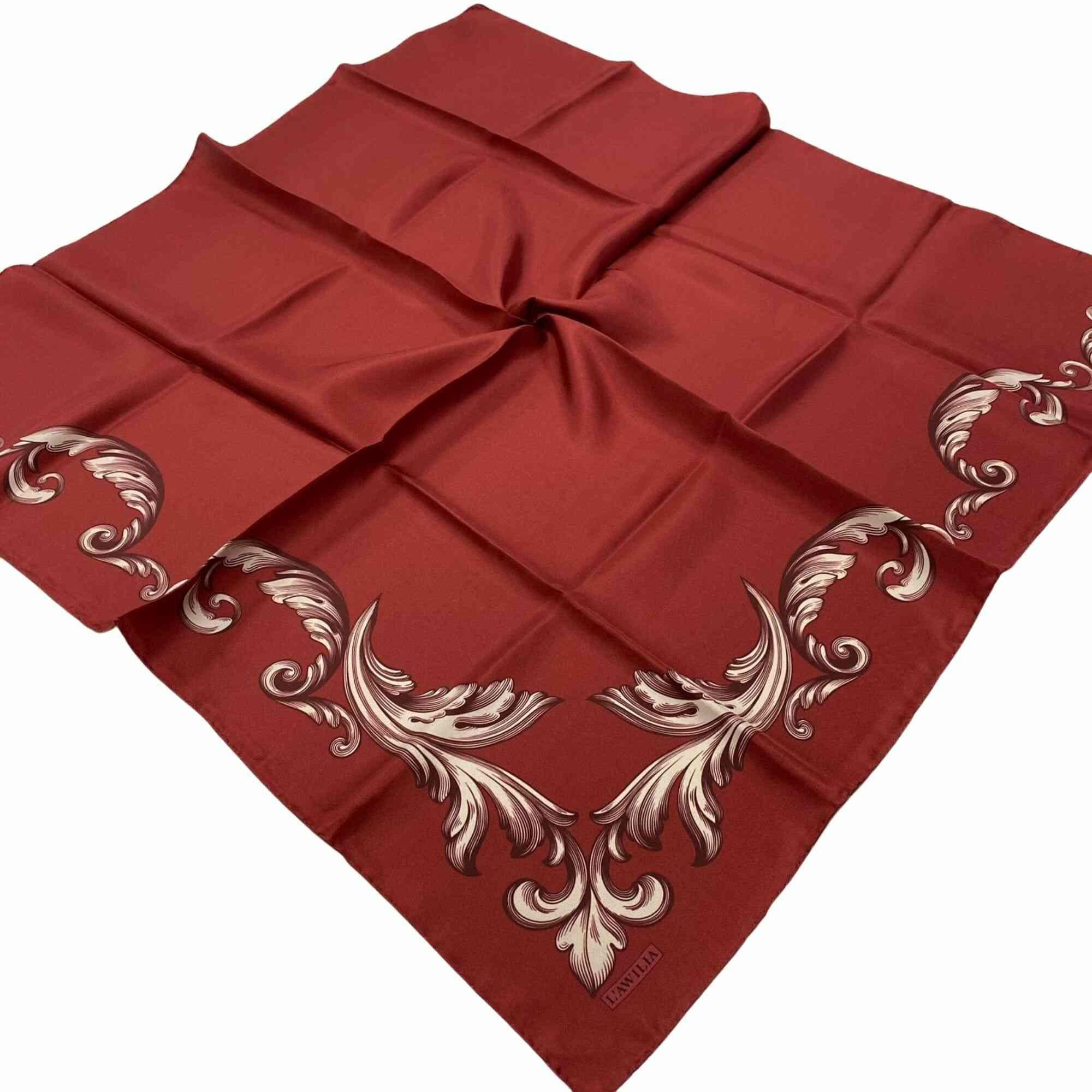 Lawilia Bordo Vintage Çerçeveli Düz Renk Tivil İpek Eşarp 26432 - 04