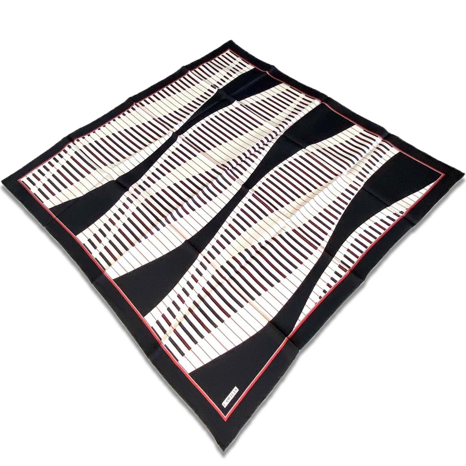 L'awilia Black and White Mixed Pattern Twill Silk Scarf 31694-158