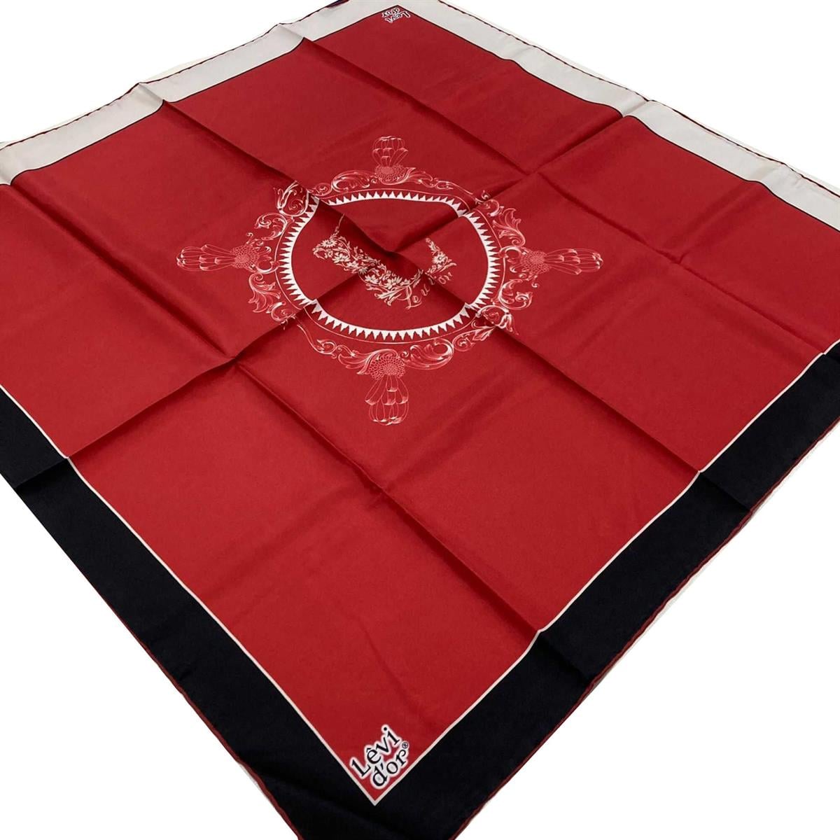 Levidor Bordo Desenli Tivil İpek Eşarp 22488-03