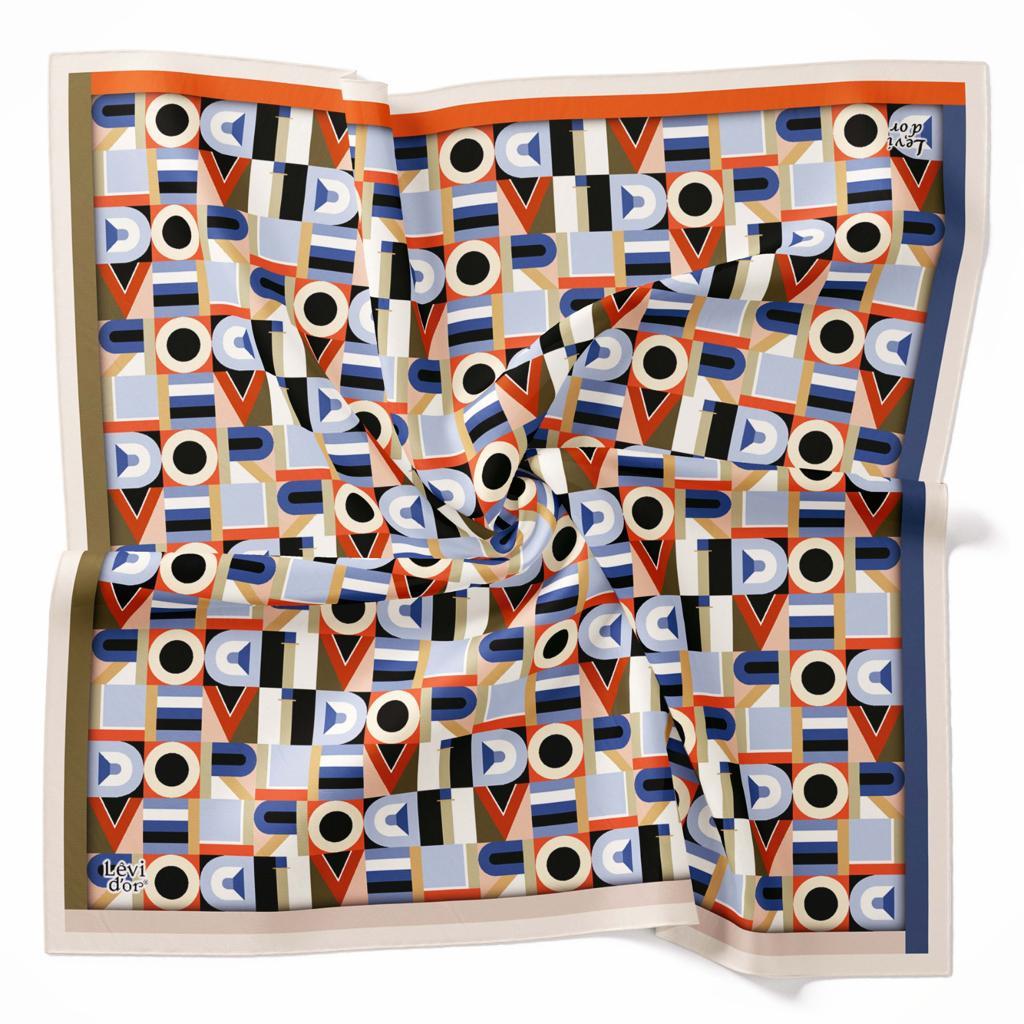 Levidor Haki Harf Desenli Tivil İpek Eşarp 26451-01