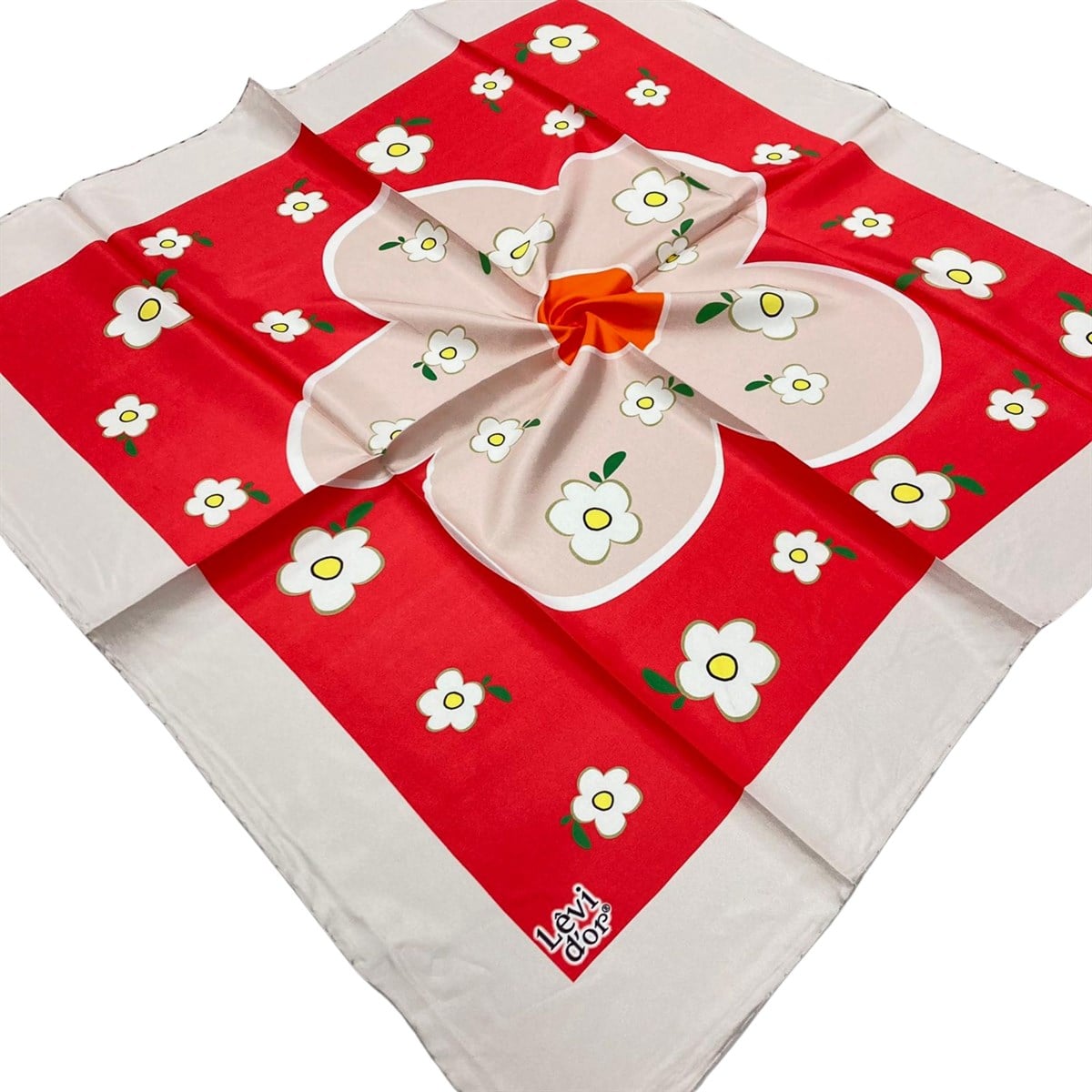 Levidor Nar Çiçeği Desenli Tivil İpek Eşarp 070142