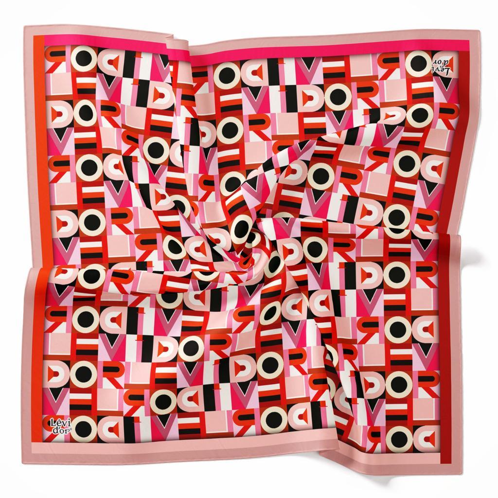 Levidor Pembe Harf Desenli Tivil İpek Eşarp 26451-08