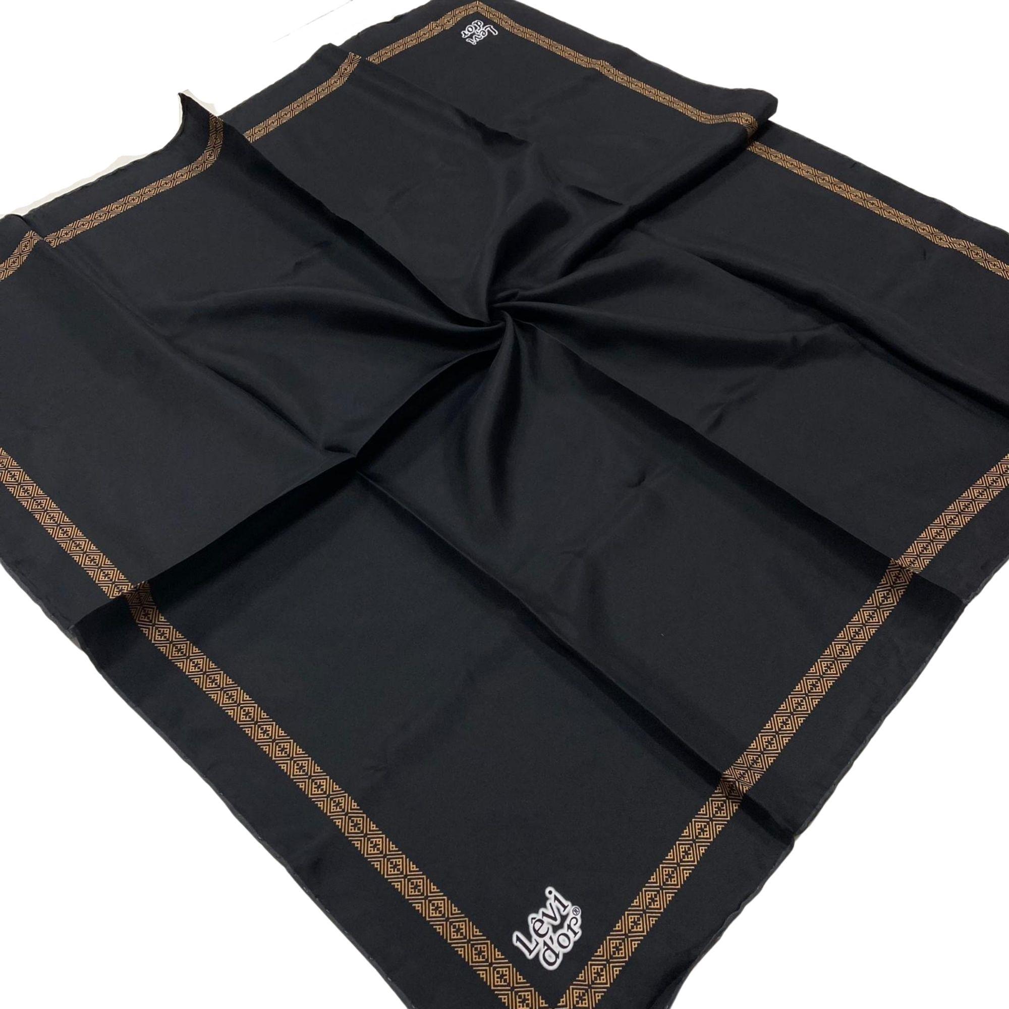 Levidor Siyah-Gold Tivil İpek Eşarp 25661
