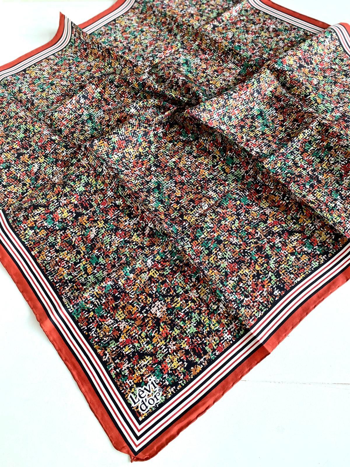 Levidor Twill Silk Scarf 35012 Red Mixed Pattern