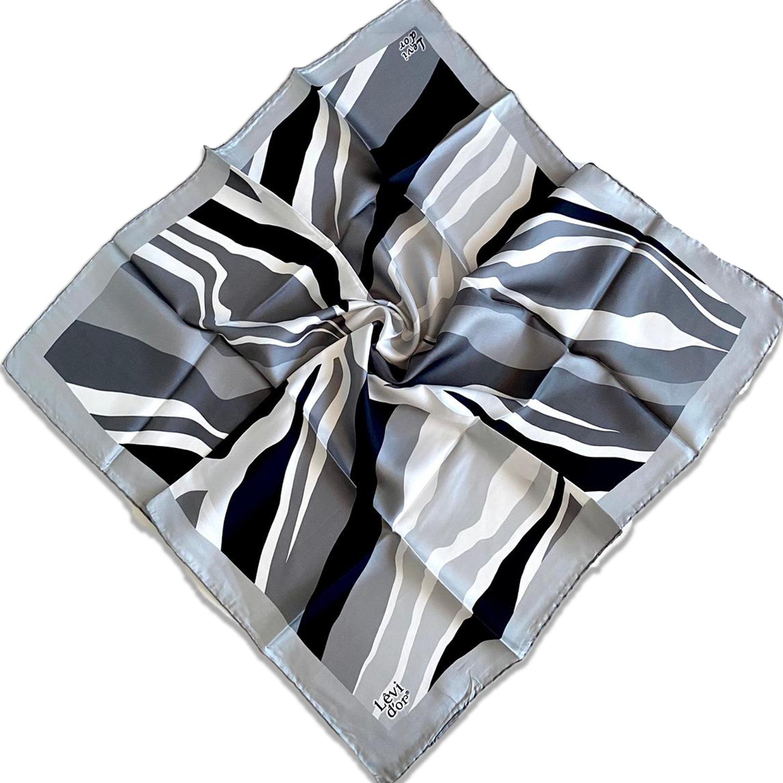 Levidor Twill Silk Scarf 35036 Gray Mixed Pattern