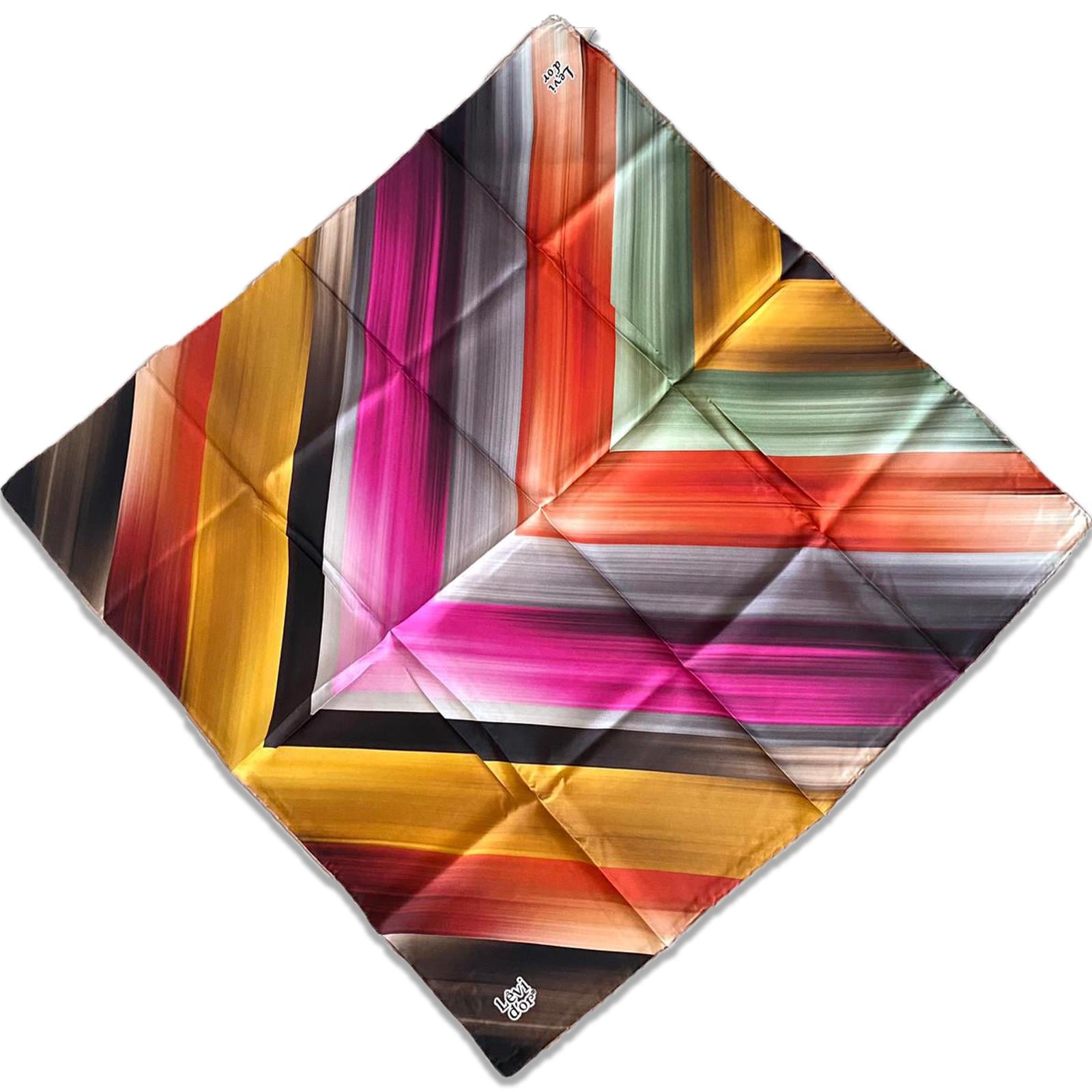 Levidor Twill Silk Scarf 35057 Mustard Yellow Mixed Pattern