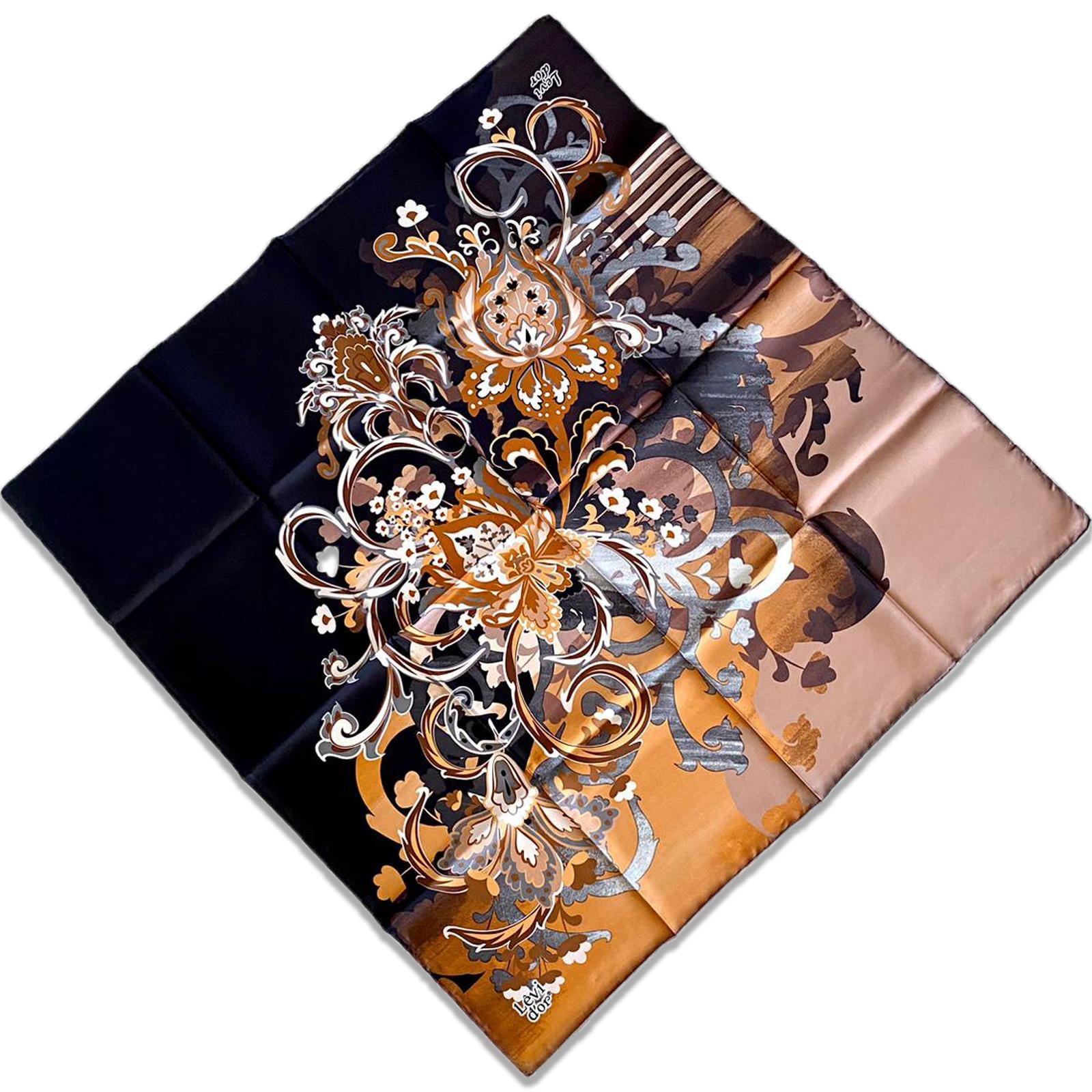 Levidor Tivil İpek Eşarp 35071 Turuncu Karışık Desen