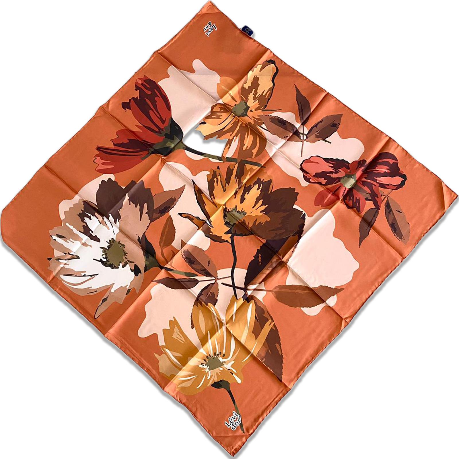 Levidor Tivil İpek Eşarp 35079 Turuncu Karışık Desen