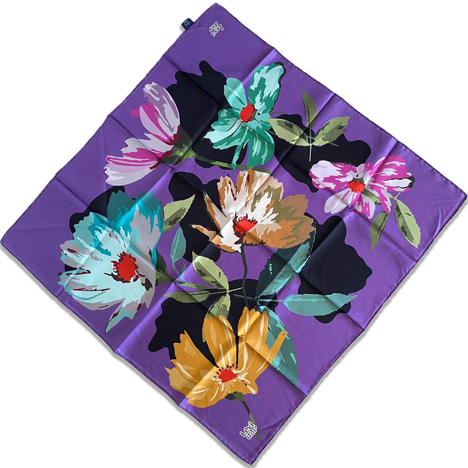 Levidor Tivil İpek Eşarp 35085 Mor Karışık Desen