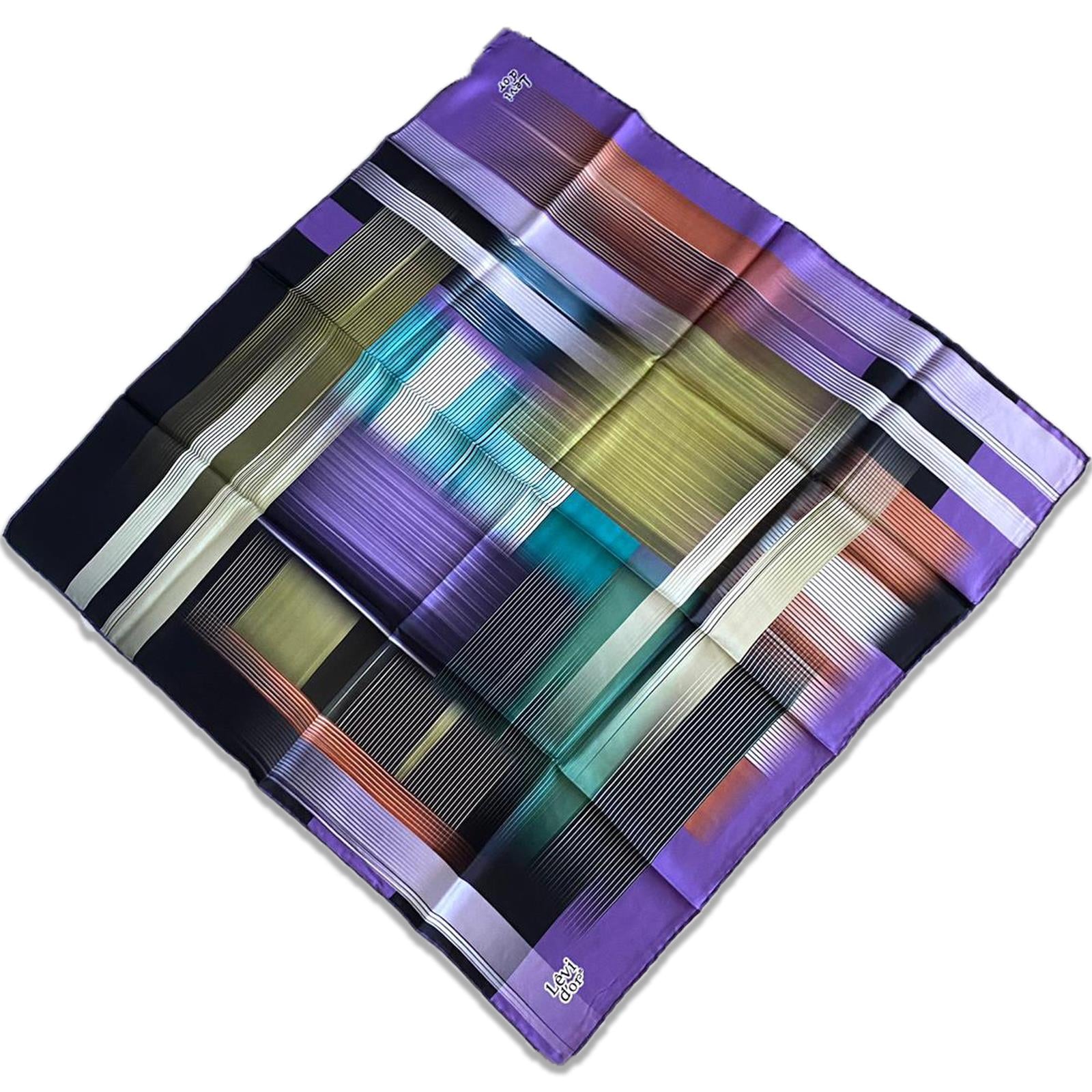 Levidor Tivil İpek Eşarp 35089 Mor Yeşil Karışık Desen