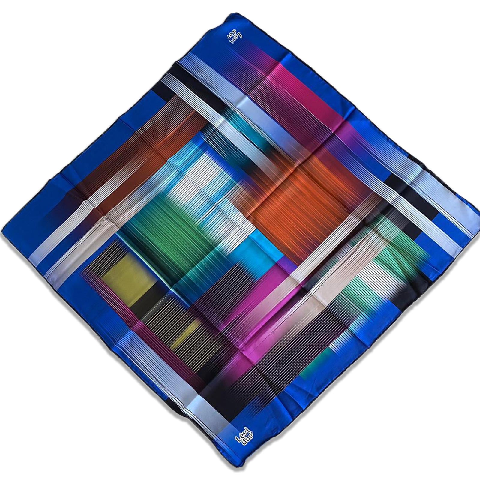 Levidor Tivil İpek Eşarp 35092 Mavi Yeşil Karışık Desen