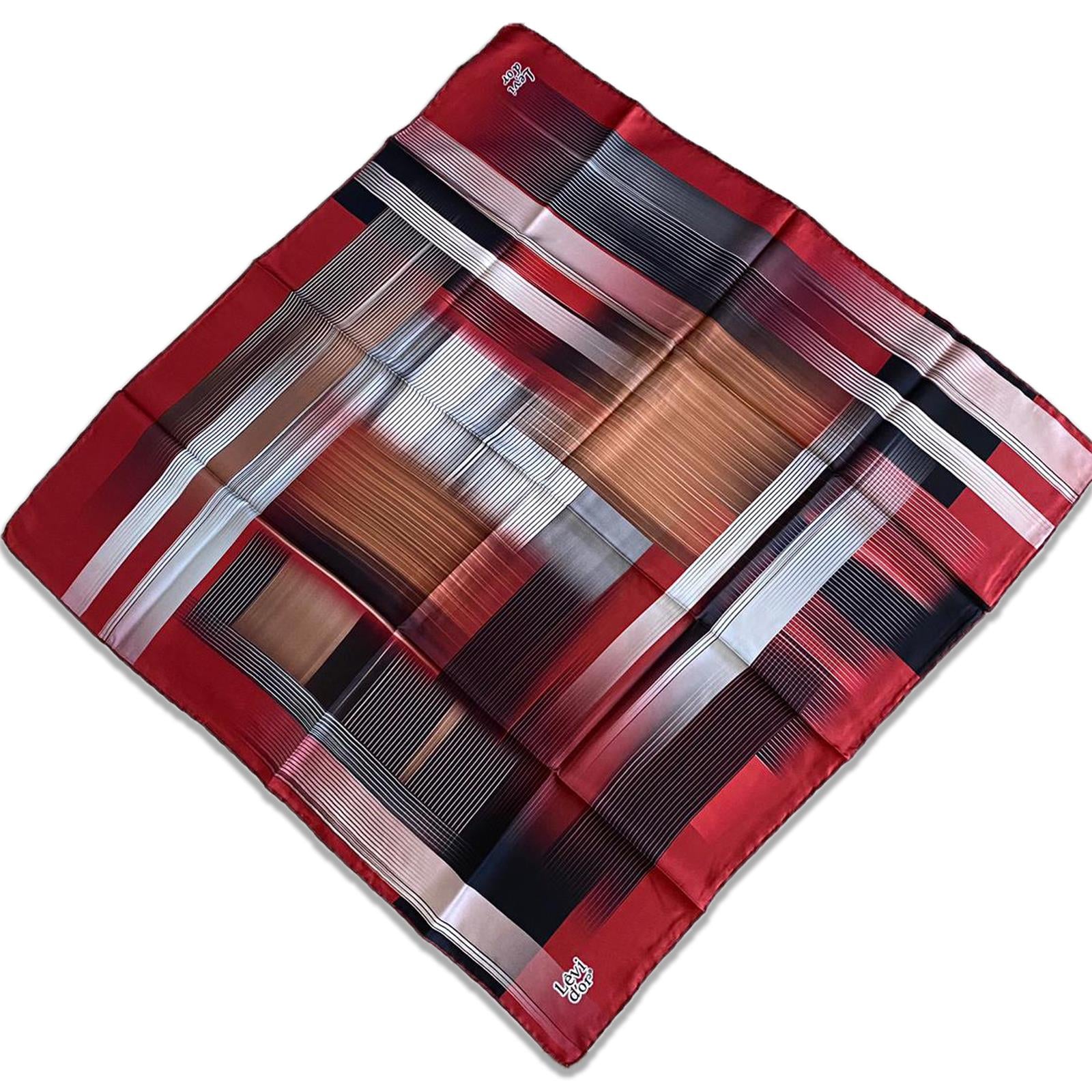 Levidor Tivil İpek Eşarp 35094 Siyah Kırmızı Karışık Desen