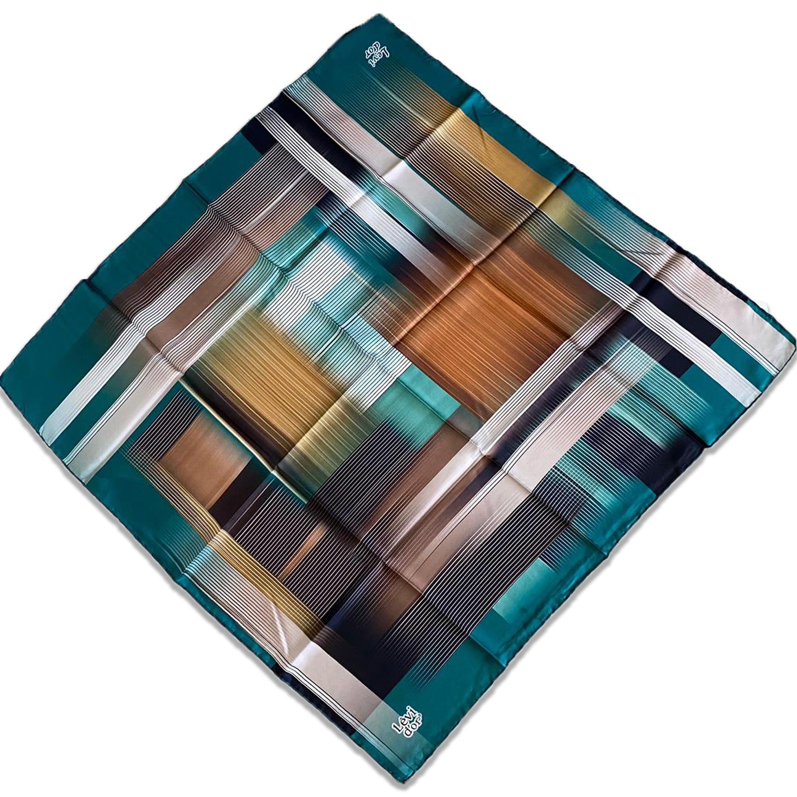 Levidor Tivil İpek Eşarp 35096 Yeşil Kahverengi Karışık Desen