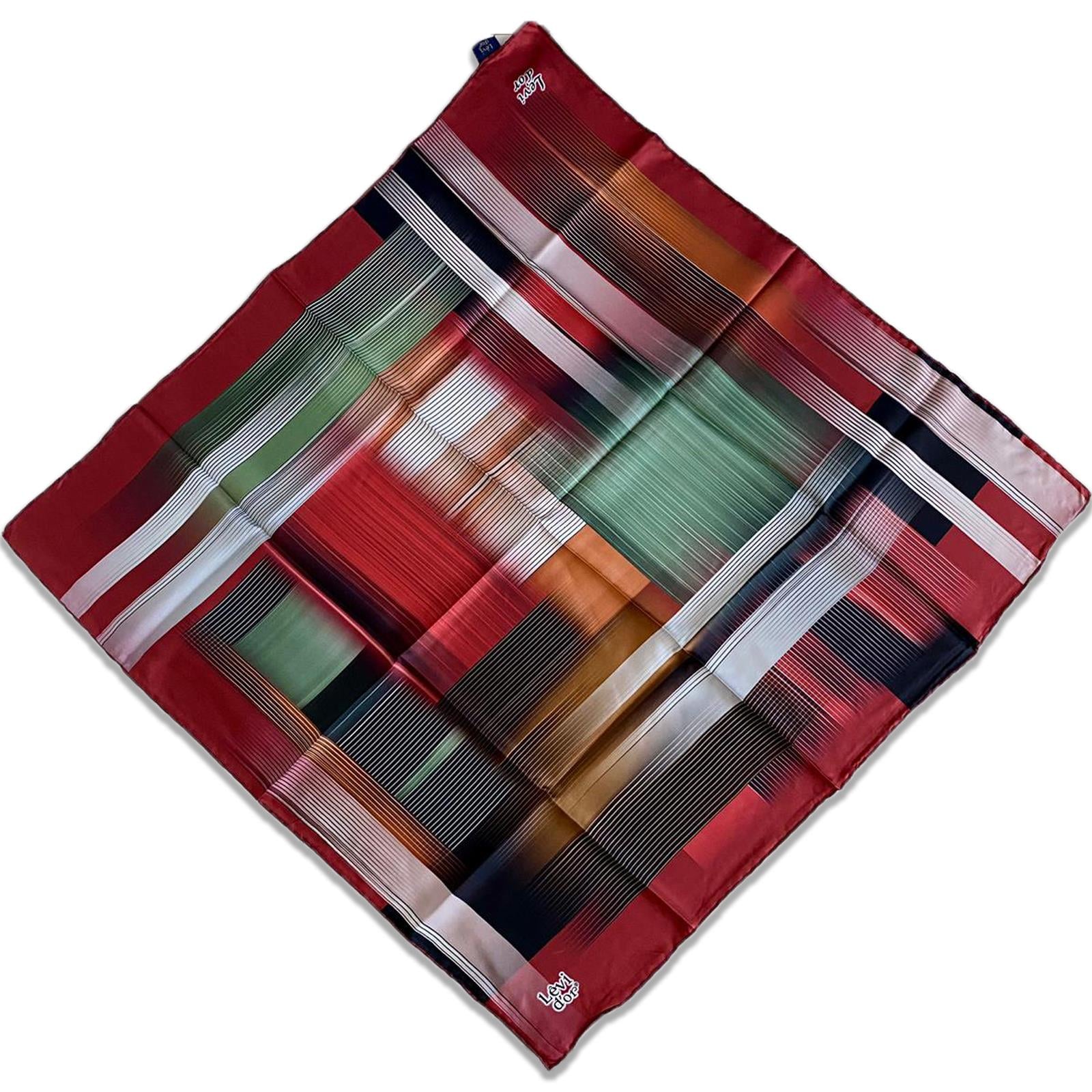 Levidor Tivil İpek Eşarp 35097 Kırmızı Kahverengi Karışık Desen