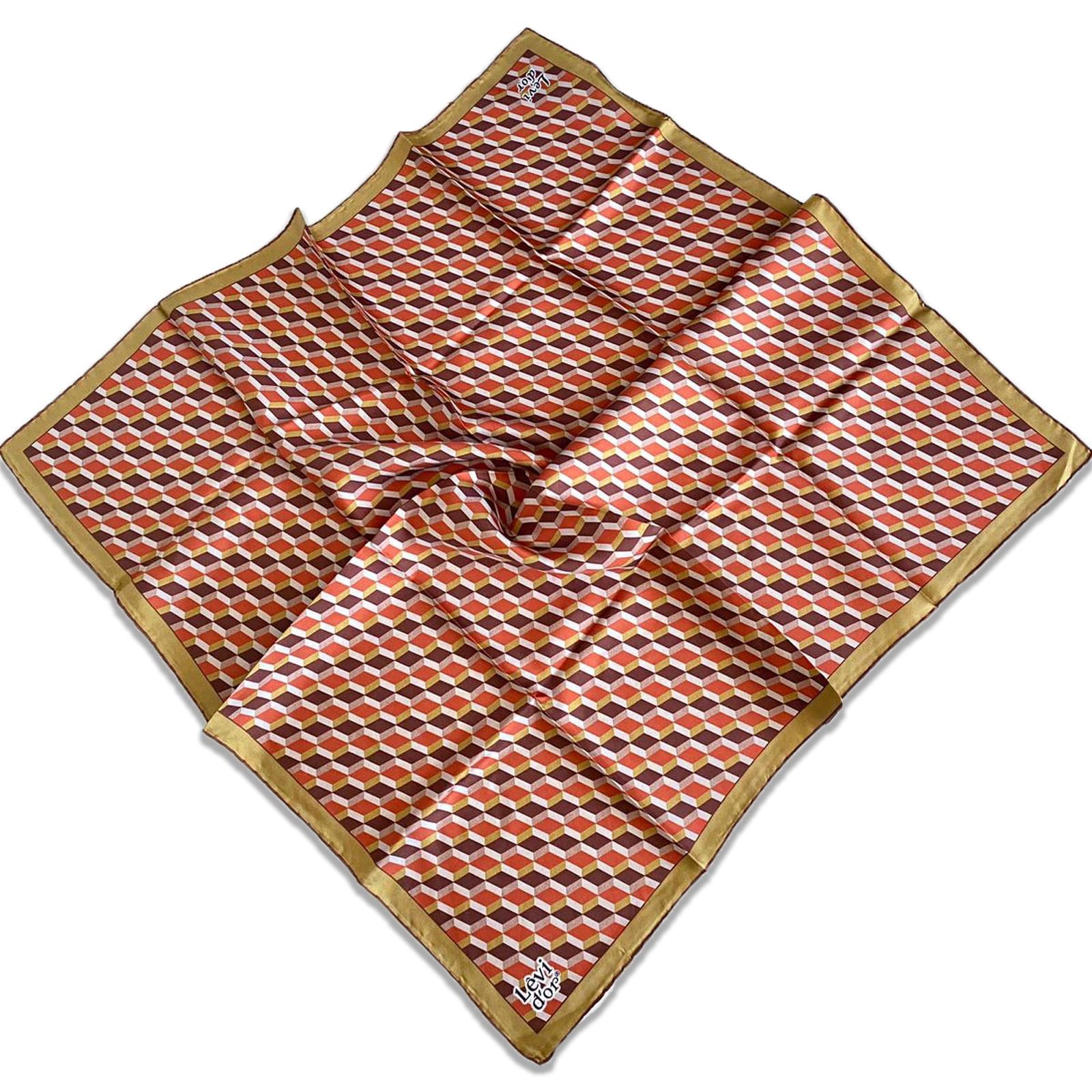 Levidor Tivil İpek Eşarp 35099 Hardal Sarı Karışık Desen