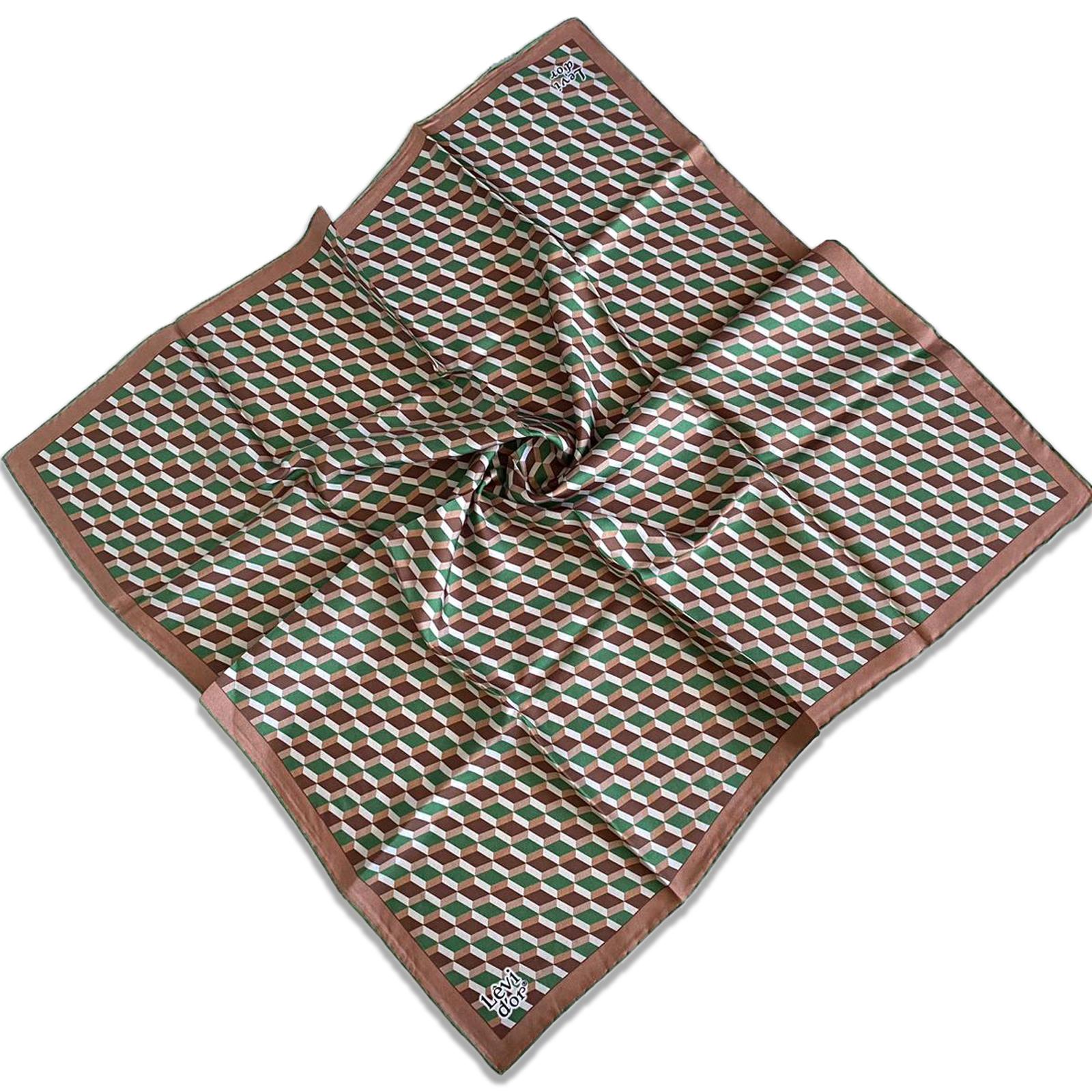 Levidor Tivil İpek Eşarp 35106 Kahverengi Yeşil Karışık Desen