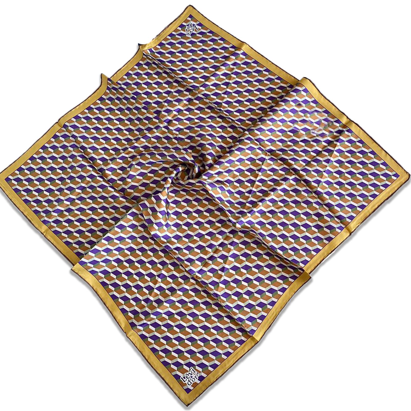 Levidor Tivil İpek Eşarp 35111 Hardal Sarı Karışık Desen