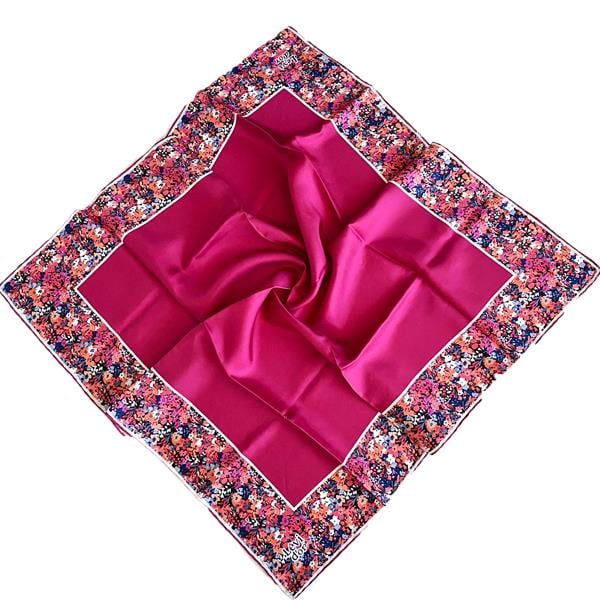 Levidor Twill Silk Scarf 35444 Pink Flower Pattern