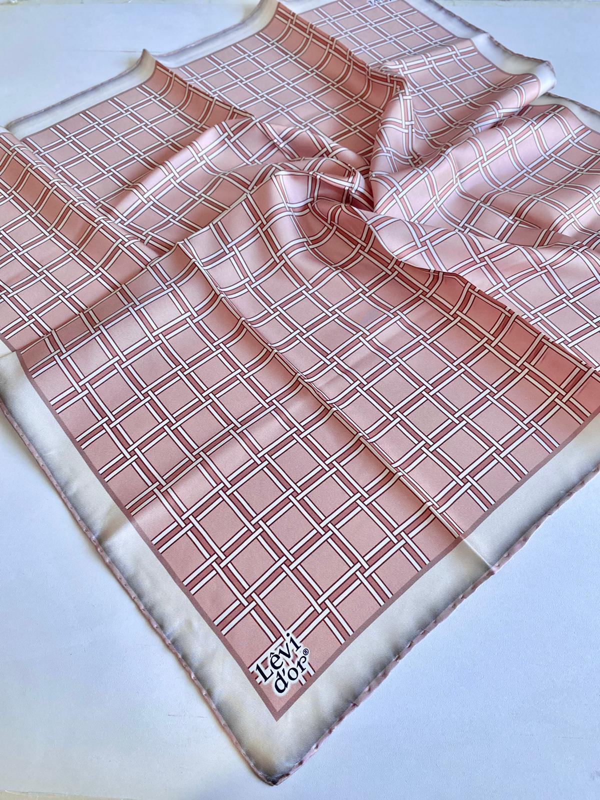 Levidor Tivil İpek Eşarp 39263 Pudra Pembe Karışık Desen 