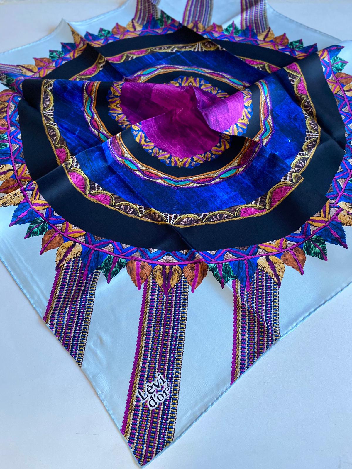 Levidor Tivil İpek Eşarp 40012 Beyaz Karışık Desen