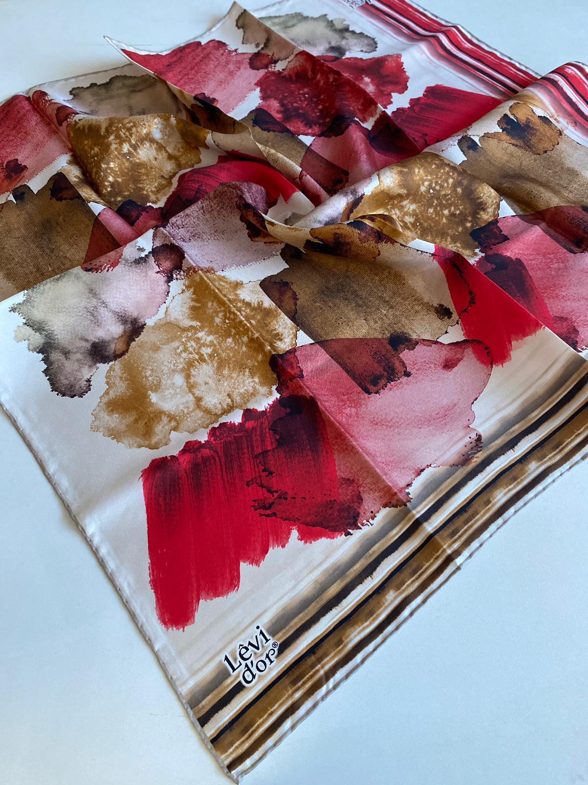 Levidor Tivil İpek Eşarp 40029 Beyaz Karışık Desen