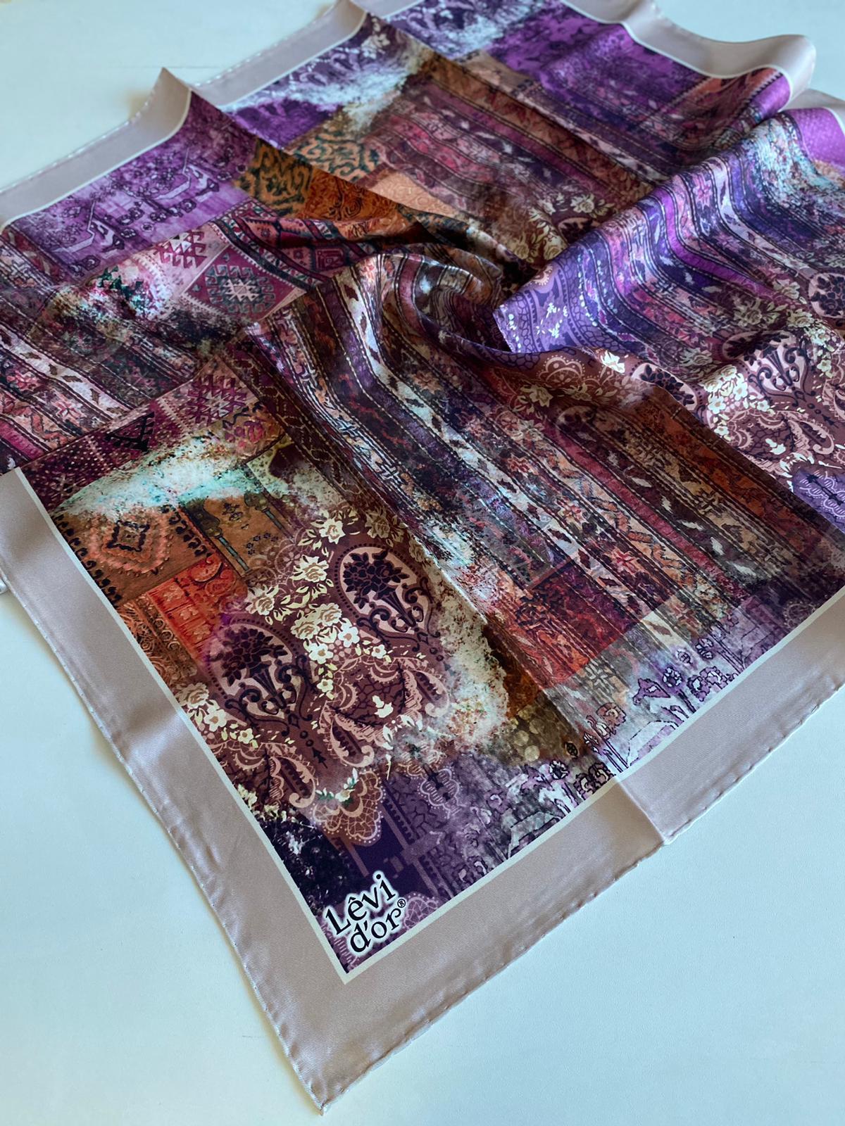 Levidor Tivil İpek Eşarp 40037 Pembe Karışık Desen