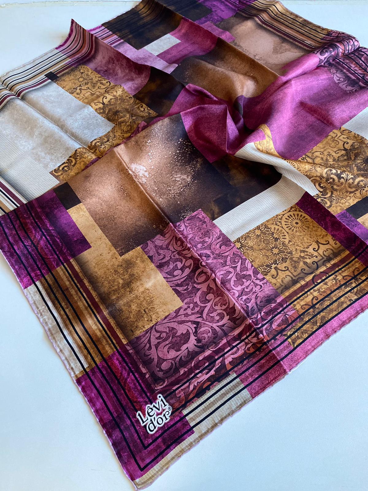 Levidor Tivil İpek Eşarp 40038 Pembe Karışık Desen