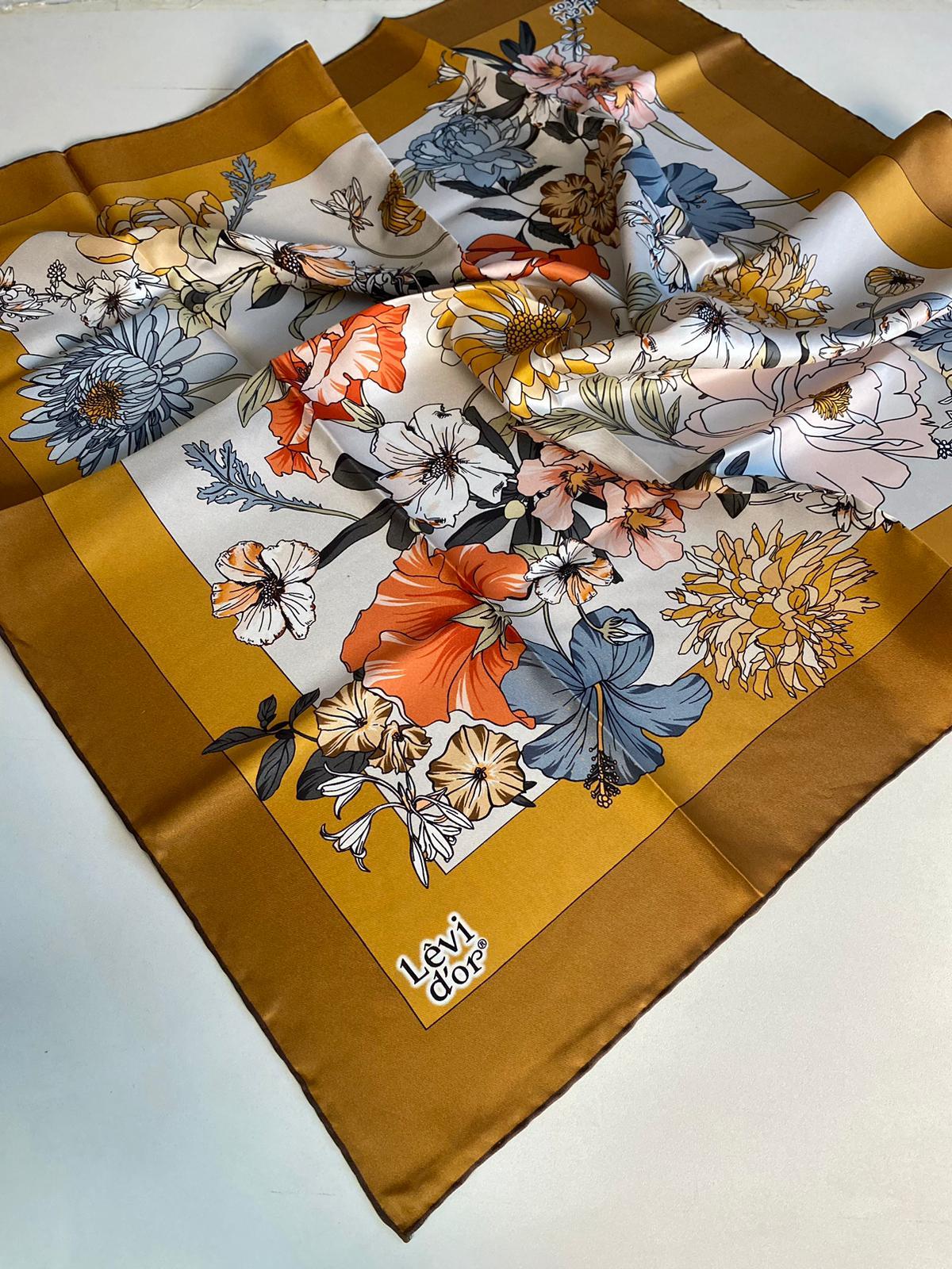 Levidor Tivil İpek Eşarp 40049 Taba Karışık Desen