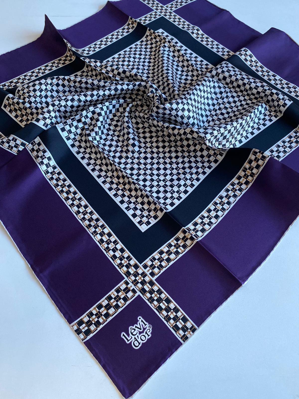 Levidor Tivil İpek Eşarp 40064 Mor Karışık Desen