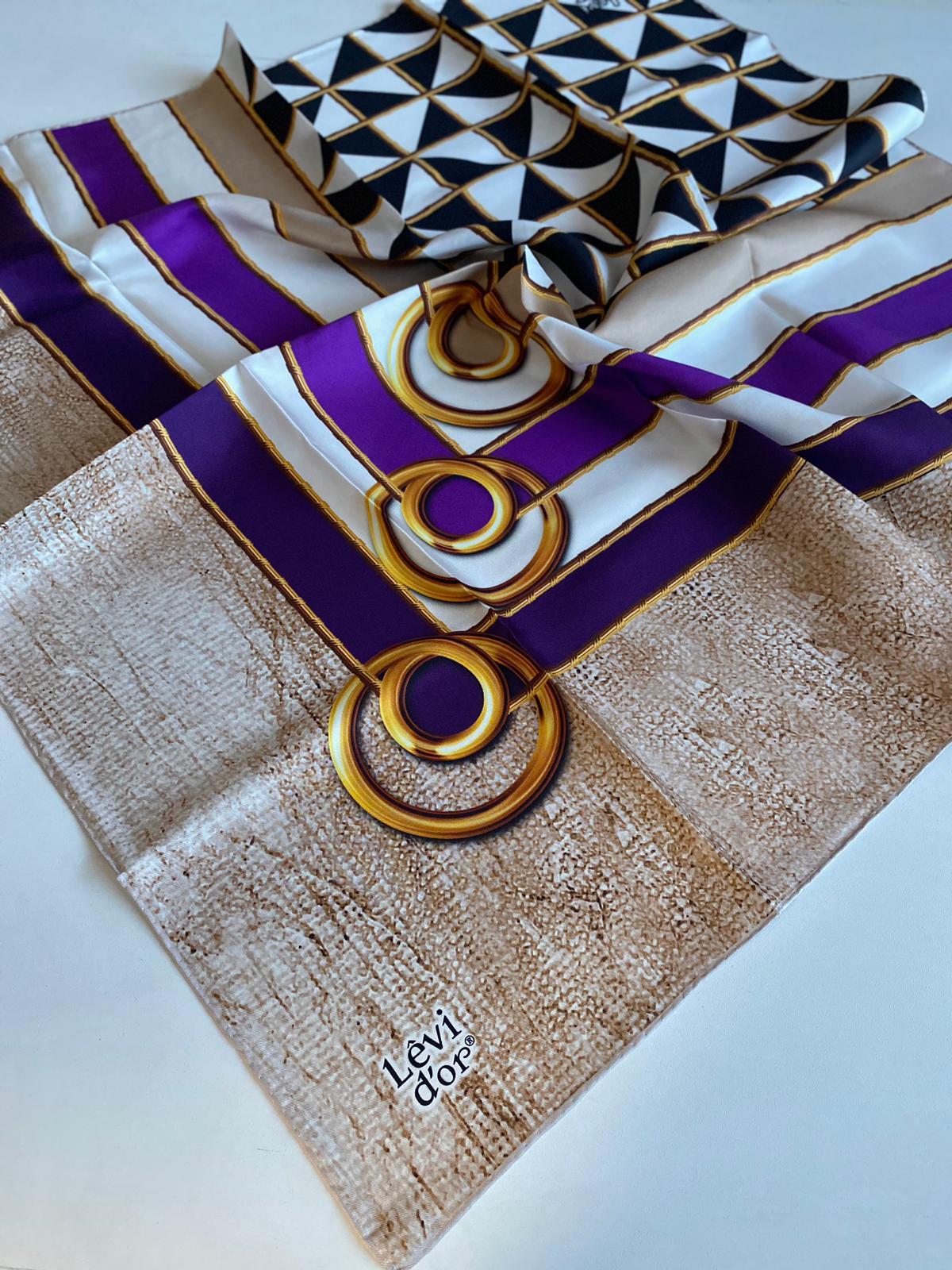 Levidor Tivil İpek Eşarp 40100 Mor Karışık Desen