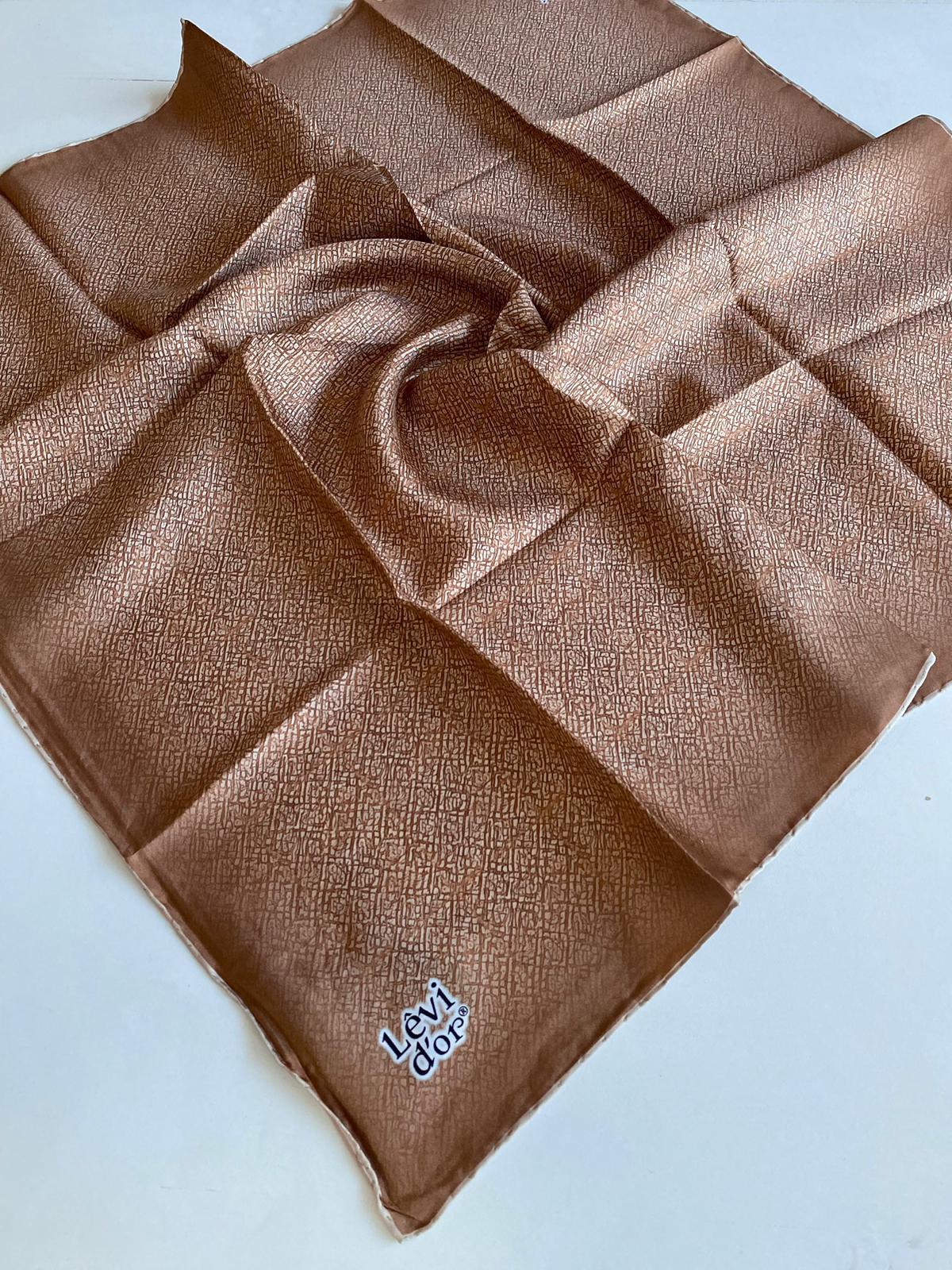 Levidor Tivil İpek Eşarp 4043-12 Açık Kahve Karışık Desen