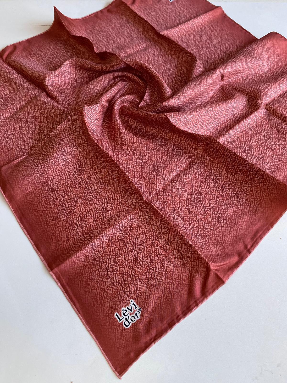 Levidor Tivil İpek Eşarp 4043-9 Mercan Karışık Desen