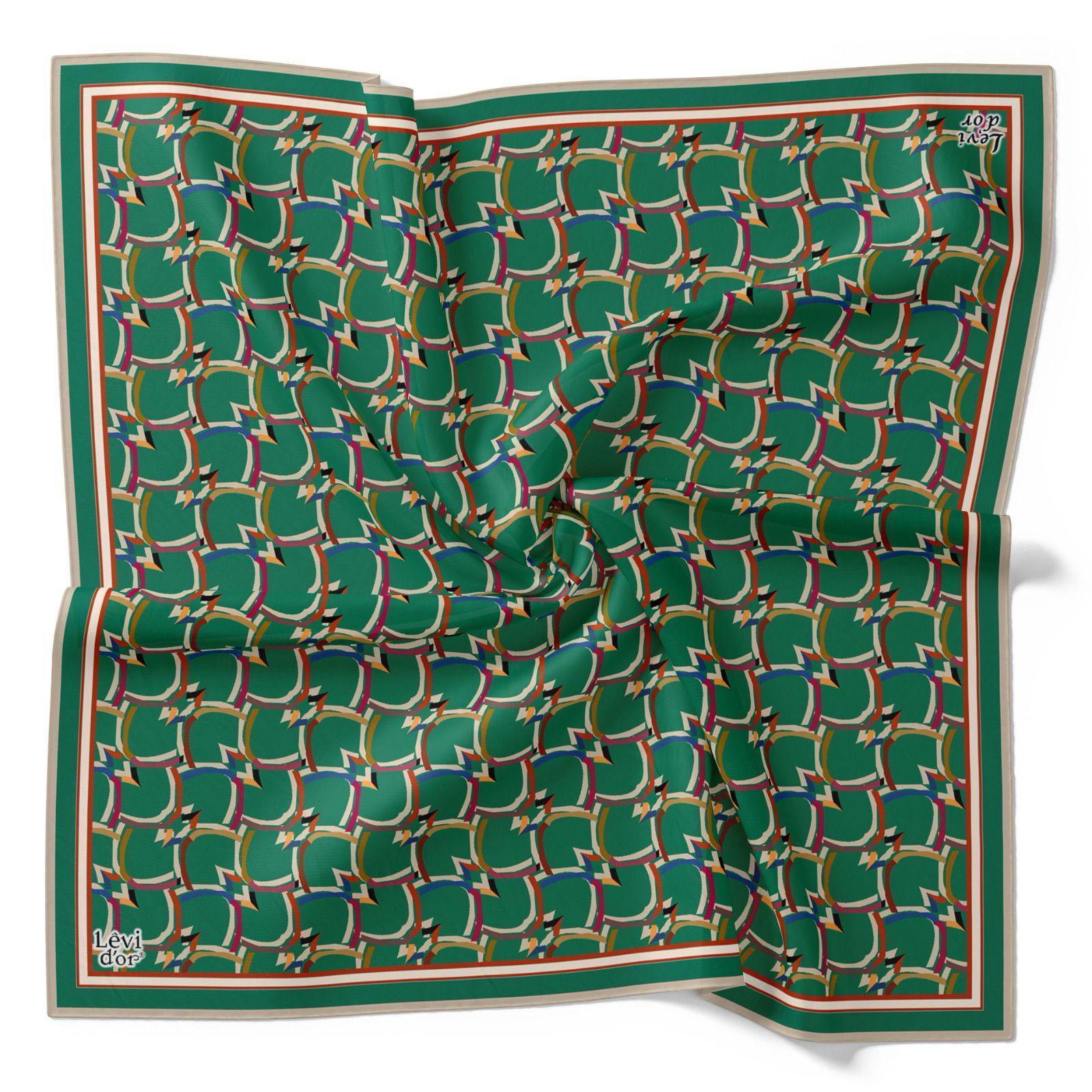 Levidor Tivil İpek Eşarp 4089-2 Yeşil Karışık Desen