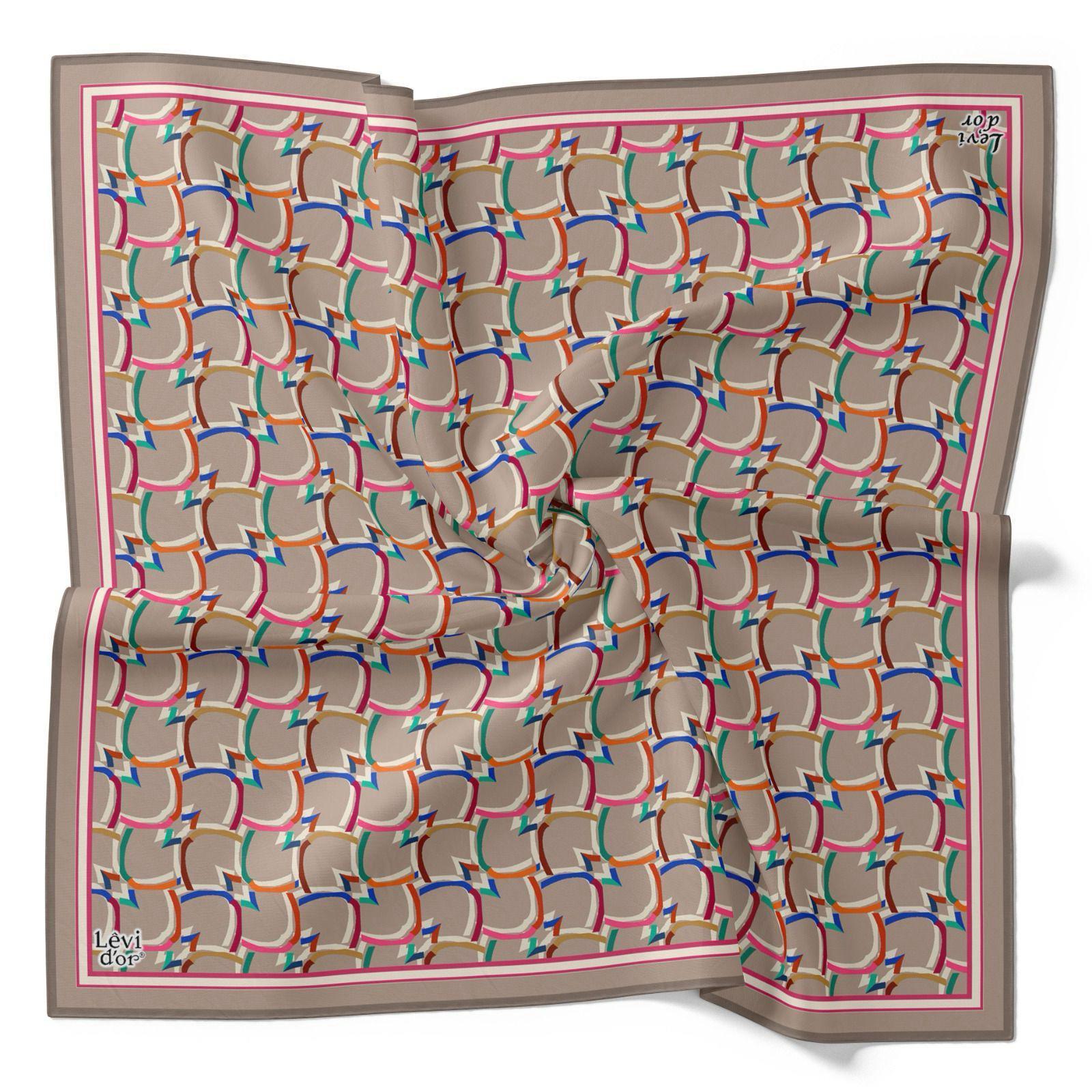 Levidor Tivil İpek Eşarp 4089-3 Pudra Karışık Desen